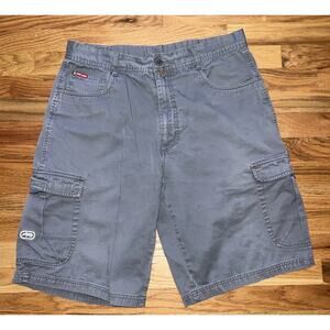 Ecko Unltd Shorts Mens 34 Gray Cargo Baggy Streetwear Hip Hop Wide Leg 90s Vtg